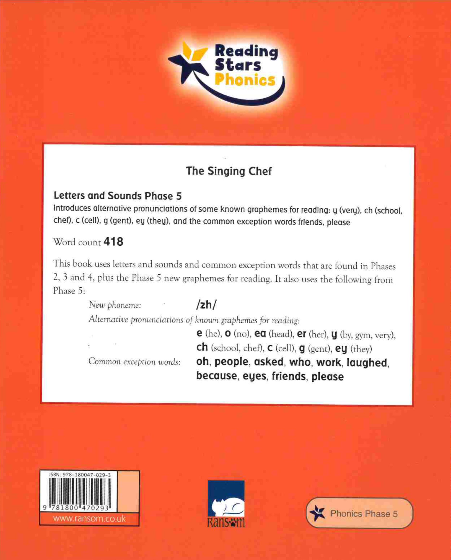The Singing Chef (back cover)