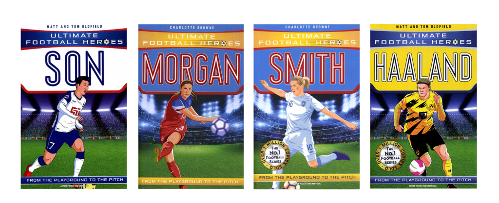 The covers of four Ultimate Football Heroes books